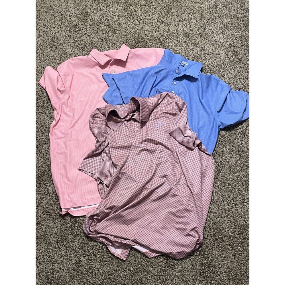 Peter Millar Summer Comfort Striped Golf Polo Shirt Stretch Men’s XL Lot of 3